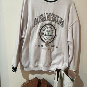 Women's White and Cream Sweatshirt